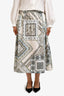 Etro Light Blue Printed Cotton Midi Skirt Size 42