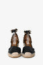 Valentino Black Leather Rockstud Espadrille Wedges Size 36