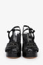 Pre-Loved Chanel™ Black Patent Leather Platform Open Toe Wedge Sandal Size 36.5