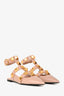 Valentino Dusty Pink Leather Roman Stud Ankle Strap Ballet Flats Size 36