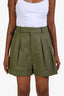 Frame Green Pleated Wide Cuff Shorts Size 4