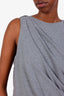Brunello Cucinelli Grey Cotton Draped Sleeveless Midi Dress Size XL