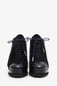 Pre-loved Chanel™ Black Suede Gold Accent Cap Toe Lace Up Ankle Boot Size 40