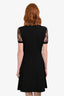 Valentino Black Viscose Lace Ruffle Detail with Bow Short Sleeve Cocktail Dress Size L