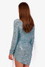 UNTTLD Blue Sequin Draped Long Sleeve Mini Dress Estimated Size M