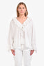 Chloé White Cotton Poplin Eyelet Lace Blouse Size 42 with Tags