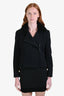 Prada Sport 2010 Black Beaver Fur Collared Jacket Size 46