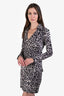 Diane von Furstenberg Silk Jersey Grey Cheetah Print 'Julian' Wrap Dress Size 6