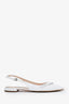 Prada White Patent Leather Bow Accent Slingback Flat Size 38.5