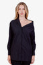 Christian Dior 24SS Black Cotton Logo Embroidered Poplin Asymmetric Shirt Size 2
