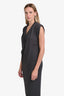 Brunello Cucinelli Grey Silk Cowl Cap Sleeve Dress Size M