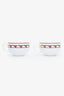 Hermès Orange/White Tressages Equestre Porcelain Cup and Saucer Set X2