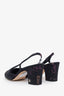 Pre-loved Chanel™ Black Denim Interlocking CC Logo Slingback Pumps Size 38C