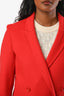 Manteau Max Mara rouge en laine et angora, croisé, taille 4