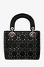 Christian Dior 2017 Black Satin Crystal Embellished Mini Lady Dior With Strap