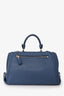 Salvatore Ferragamo Blue Grained Leather Sofia Top Handle With Strap