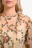 Uma Wang Brown/Green Sheer Floral Long Sleeve Maxi Dress With Slip Size M