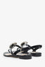 Prada Black Patent Leather Floral Applique T-Strap Sandals Size 39.5