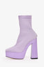 Jimmy Choo Purple Knit Patent Platform Ankle Boots Size 38.5