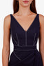 Alexander McQueen Navy Cotton Sleeveless Asymmetrical Midi Dress Size 36