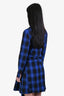 Maje Blue/Black Plaid Button Down Long Sleeve Shirt Dress Size 1