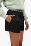 T by Alexander Wang Black Silk Logo Mini Shorts Size XXS