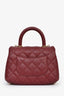 Pre-Loved Chanel™ 2019-20 Burgundy Caviar Leather Extra Mini Coco Top Handle