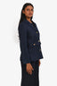 'S Max Mara Navy Linen Single-Breasted Blazer Size 2