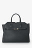 Valextra Black Saffiano Leather Milano Two Handles Medium Tote Bag with Strap