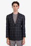 Pal Zileri Grey/Blue Striped Wool Silk Single Breasted Suit Jacket Size 48 Mens