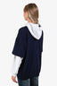 Celine Navy/Grey Cotton Jersey Logo Graphic Hoodie Size XS