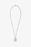 Pre-loved Chanel™ 14A Silver Tone Crystal Embellished CC Necklace