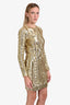 Max Mara Gold Sequin Embroidered Fitted Dress Size Medium