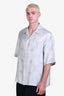 Louis Vuitton Light Blue Silk Monogram Button Down Shirt Size L Mens