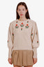 Gucci Cream Wool Cotton Embroidered Sweater Size XS