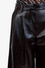 Lafayette 148 Black Lamb Leather Wide Leg Shorts Size US 2