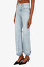 Sandro Blue Denim Star Embroidered Straight Leg Jeans Size 34