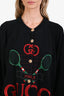 Gucci 2000s Black/Red/Green Cotton Reversible Tennis Cardigan Estimated Size M
