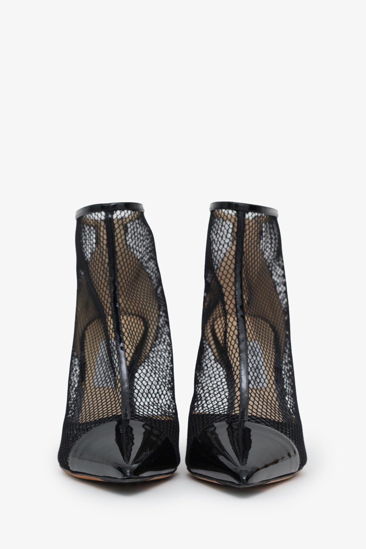 Jimmy Choo Black Patent Leather Mesh 'Kix' Ankle Boots Size 41
