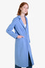 Sandro Blue Wool Blend Single Breast Midi Coat Size 36