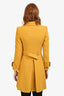 Burberry Yellow Wool Cotton Blend Ribbed Trench Coat Size 2
