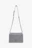 Christian Dior Silver Metallic Grained Leather Diorama Flap Bag
