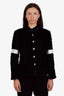 Pre-loved Chanel™ 20K Black Eyelash Tweed Jacket with White Satin Detail Size 38
