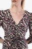 Isabel Marant White/Purple V Neck Ruched Dress Size 36