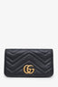 Mini sac à rabat chaîne GG Marmont en cuir matelassé bleu marine Gucci