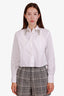 Prada White Crystal-Embellished Poplin Shirt Size 36