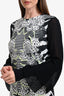 Just Cavalli Black/Lime Green Printed Long Sleeve Midi Dress Size 42