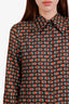 Gucci Blue/Brown Patterned Button Up Blouse Size 40