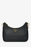 Prada Black Saffiano Leather Re-Edition Shoulder Bag with Pouch