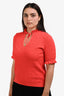 Sandro Red Knit Short Sleeve Keyhole Top Size 3